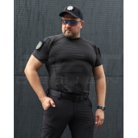 Tactical Jersey Stretch T-Shirt Multicam Black with Hook-and-Loop Panels for Police