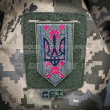 Шеврон/патч гумовий ПВХ Тризуб на вишиванці