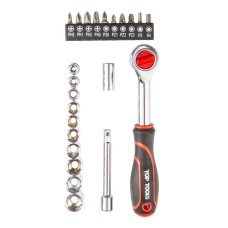 Набір торцевих головок та біт Top Tools, 1/4", з тріскачкою, 23шт