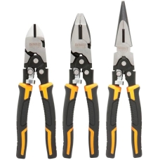 Набір інструментів шарнірно-губцевих DeWALT Compound Action комбіновані плоскогубці 210мм, плоскогубці подовжені 230мм, діагональні кусачки 190мм 3шт