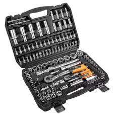 Набір інструментів Neo Tools, набір торцевих головок, 1/2", 1/4", CrV, кейс, 108шт