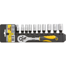 Набір торцевих головок TOPEX, 1/4", з тріскачкою, CrV, 11шт