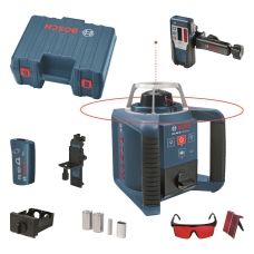 Нівелір лазерний ротаційний Bosch Professional GRL 300 HV 60м/з до 300м ±0.1мм/м червоний промінь 150/300/600об/хв кейс приймач LR1 пульт RC1 тримач WM4 ЗП окул