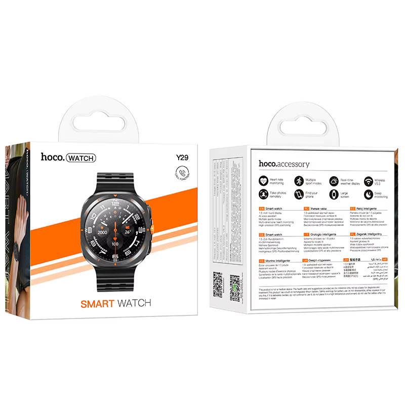 Smartwatch HOCO Y29 38mm. 220 mAh Smart sports watch (call version) Black