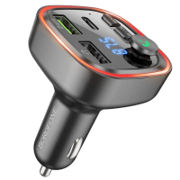 Car charger with FM modulator BOROFONE BC48 Broad QC3.0 car BT FM transmitter 18W Black