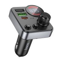 Car charger with FM modulator HOCO E86 Alegria 48W dual port PD30W+QC3.0 car BT FM transmitter Black