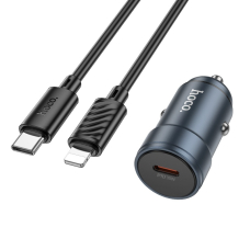 Автомобільний зарядний пристрій HOCO Z57 Glorious single-port PD30W car charger set (C to iP) Metal Gray