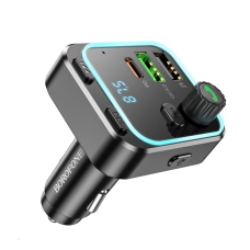 АЗП з FM-модулятором BOROFONE BC53 Highway PD20W+QC3.0 car BT FM transmitter 18W Black