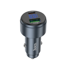 Автомобільний зарядний пристрій HOCO Z57B Glorious 63W dual-port digital display PD45W+QC3.0 car charger Metal Gray