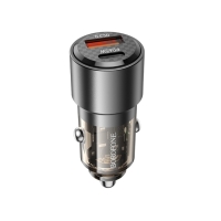 BOROFONE BZ20A Smart 83W Dual Port PD65W+QC3.0 Car Charger Transparent Black