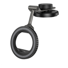 Автотримач для телефона HOCO H77 View folding magnetic ring car holder (center console) Black Metal Gray