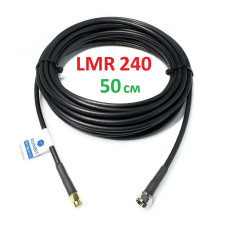 Кабельный пигтейл F male - SMA male переходник, 50 см, 5,8 ГГц, LMR240 с низкими потерями