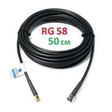 Кабельный пигтейл F male - SMA male переходник, 50 см, 5,8 ГГц, RG58 с низкими потерями