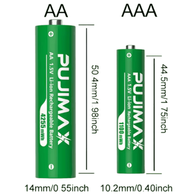 Батарейки PUJIMAX литий-ионные AA 4255mWh 4шт. + AAA 1.5V 1100mWh 4шт. + зарядный кейс на 8 слотов