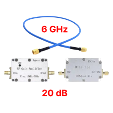 Збірка малошумний підсилювач 20dB 10 МГц - 6000 МГц LNA + інжектор живлення + кабель пігтейл коаксіальний SMA female