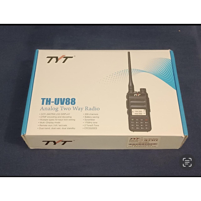 Рация портативная TYT TH-UV88, VHF, UHF, 136-480МГц, 5Вт, 200 каналов, аналоговая