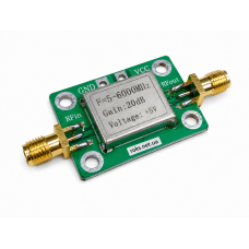 Широкосмуговий RF підсилювач 5–6000 МГц, 20 dB, 5 В, радіочастотний модуль 23×28 мм