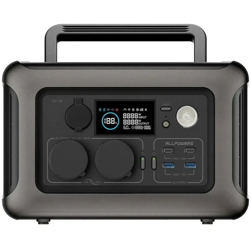 Зарядная станция Allpowers R600, 600 Вт, 299 Вт*ч (электростанция для дома, UPS, ИБП)