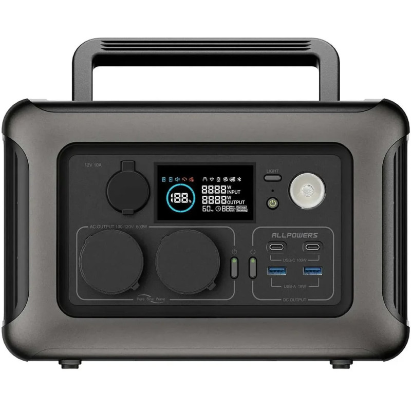Зарядная станция Allpowers R600, 600 Вт, 299 Вт*ч (электростанция для дома, UPS, ИБП)