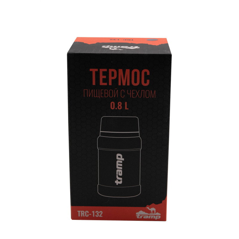 Термос TRAMP з широким горлом 800 мл в чохлі, black