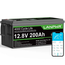 Акумулятор LanPWR LiFePO4 12V/200AH, 200A (2560W*h), Smart BMS, Bluetooth APP (літій-залізо-фосфатний акумулятор для ДБЖ (UPS))