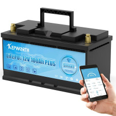 Акумулятор Kepworth LiFePO4 12V/100AH (1280W*h), Smart BMS, Bluetooth APP (літій-залізо-фосфатний акумулятор для ДБЖ (UPS))