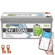 Акумулятор TCBWorth LiFePO4 24V/100AH (2560W*h), Smart BMS, Bluetooth APP (літій-залізо-фосфатний акумулятор для ДБЖ (UPS))