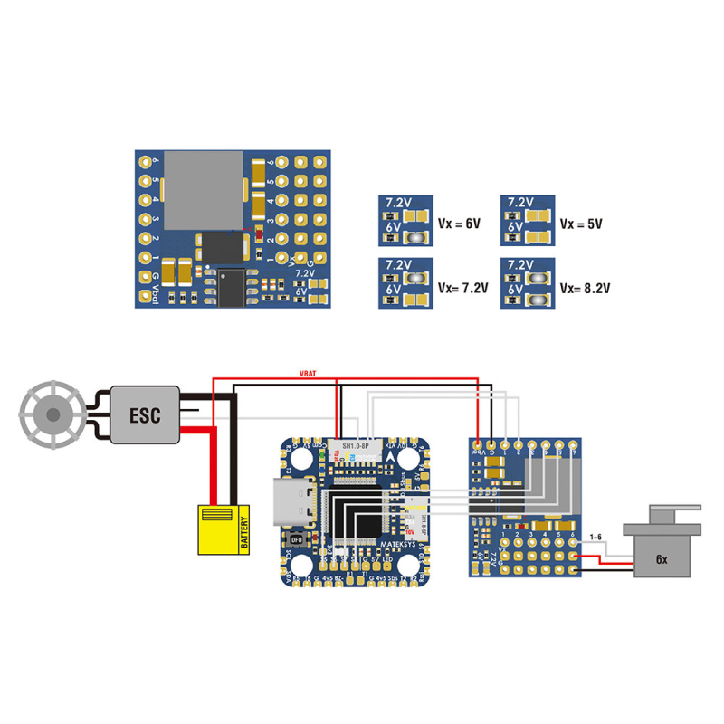 Плата Розподілу Живлення Matek Servo PDB with BEC 5.5-36V to 5-8.2V
