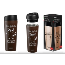 Термочашка ARDESTO Coffee time Raccoon, 450мл, нержавіюча сталь, коричневий