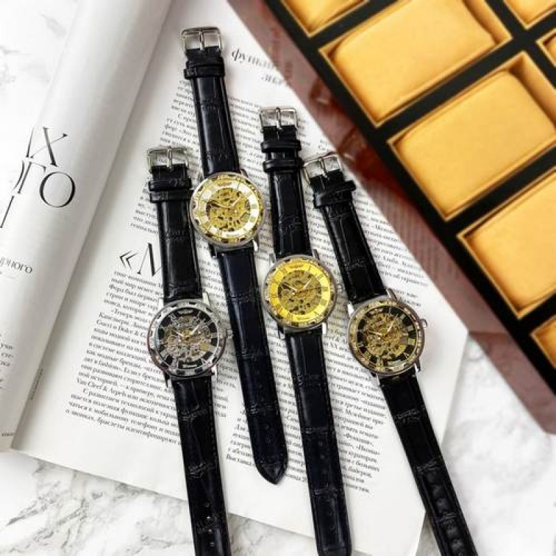 Watch Winner 8012 Diamonds Automatic Black-Silver-Gold