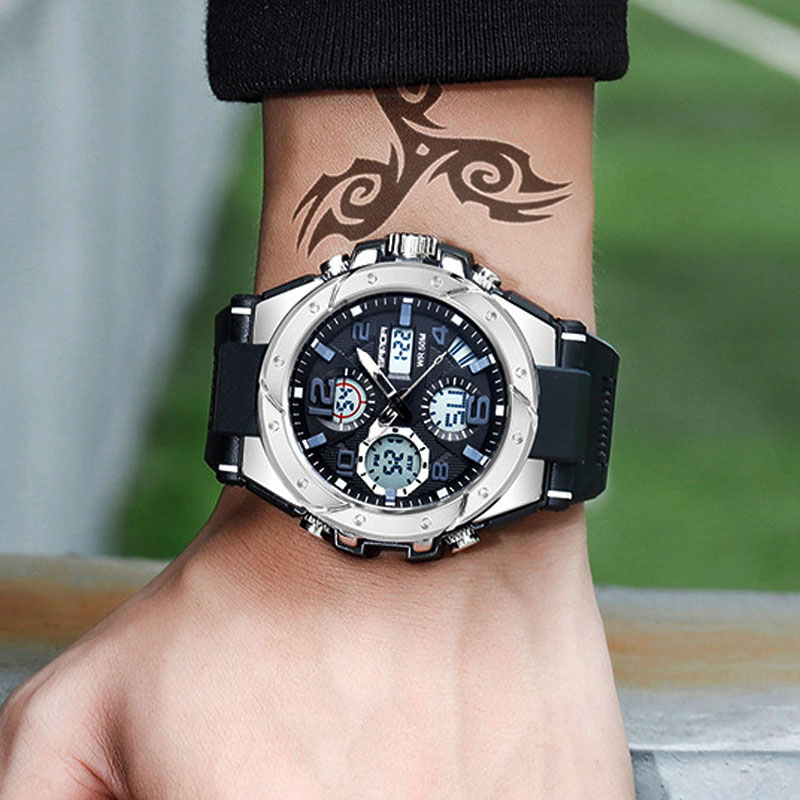 Watch Sanda 6008 Black-Silver