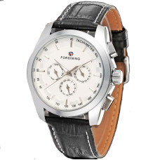 Часы  Forsining 6625 Silver-White Leather