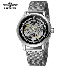 Годинник  Forsining 8173 Silver-Black Mesh