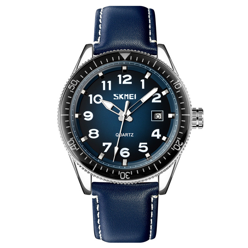 Watch Skmei 9232LSIBU Silver-Blue-Leather Strap