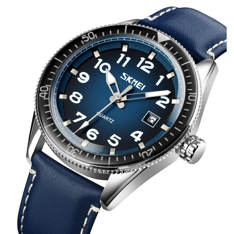 Watch Skmei 9232LSIBU Silver-Blue-Leather Strap