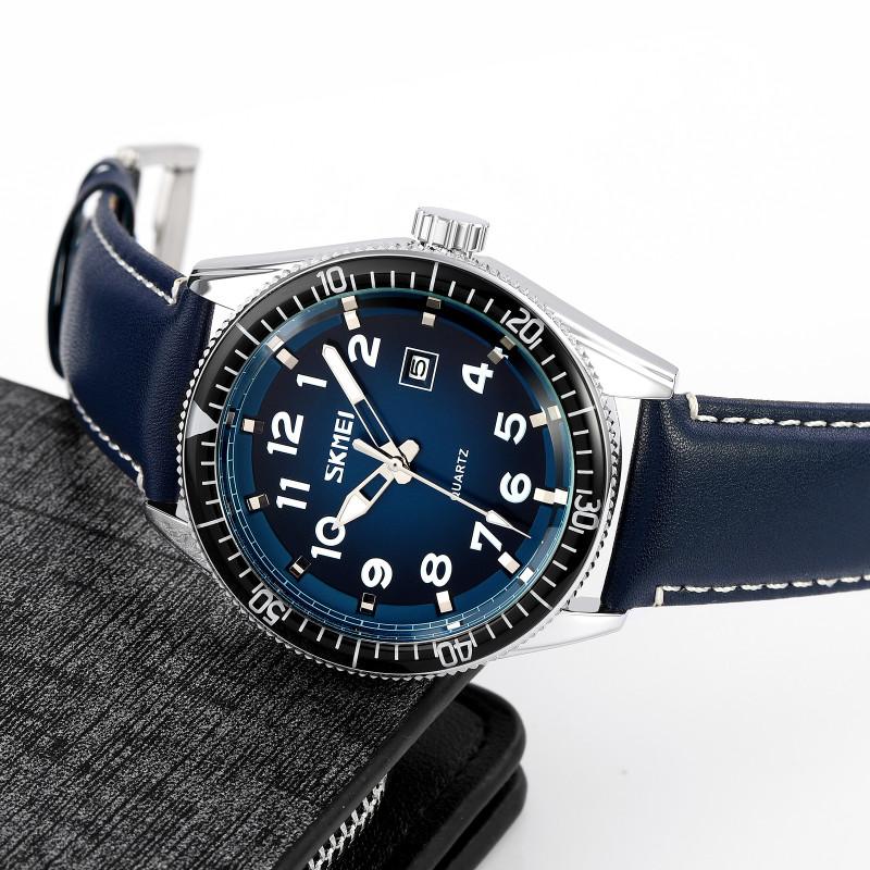 Watch Skmei 9232LSIBU Silver-Blue-Leather Strap