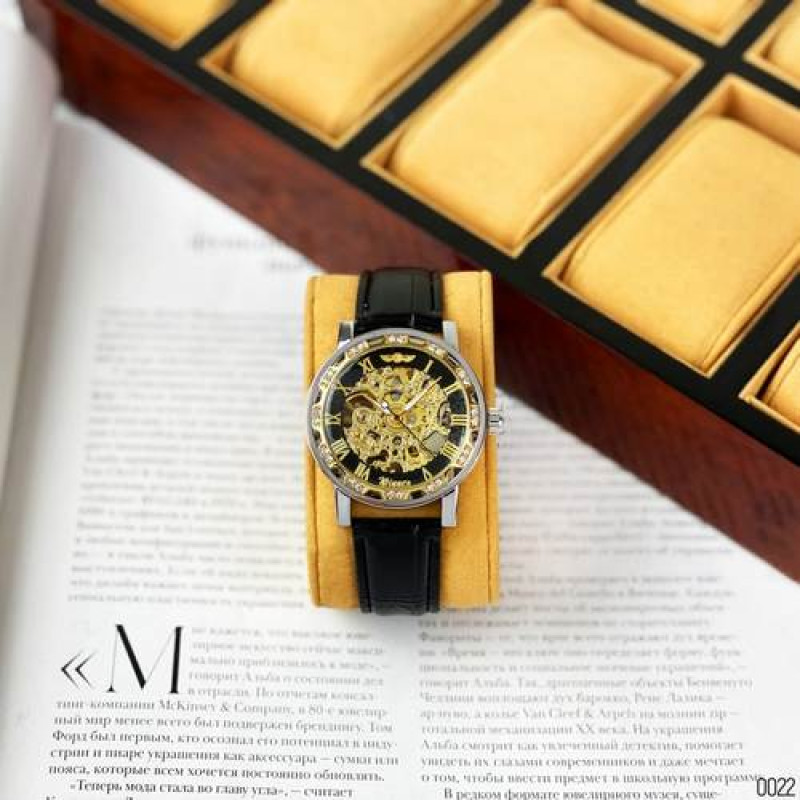 Watch Winner 8012 Diamonds Automatic Black-Silver-Gold-Black