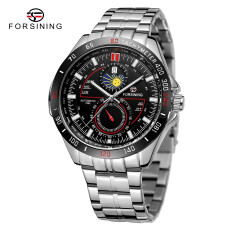 Часы  Forsining 8238 Silver-Black Steel