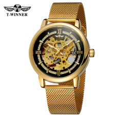 Часы  Forsining 8173 Gold-Black Mesh