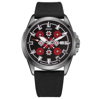Watch Awarder Embroidery Silver-Red Black Automatic 10ATM