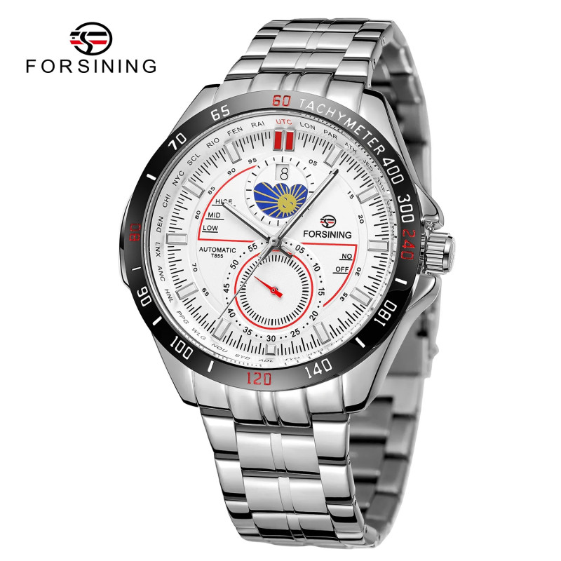 Watch Forsining 8238 Silver-White Steel