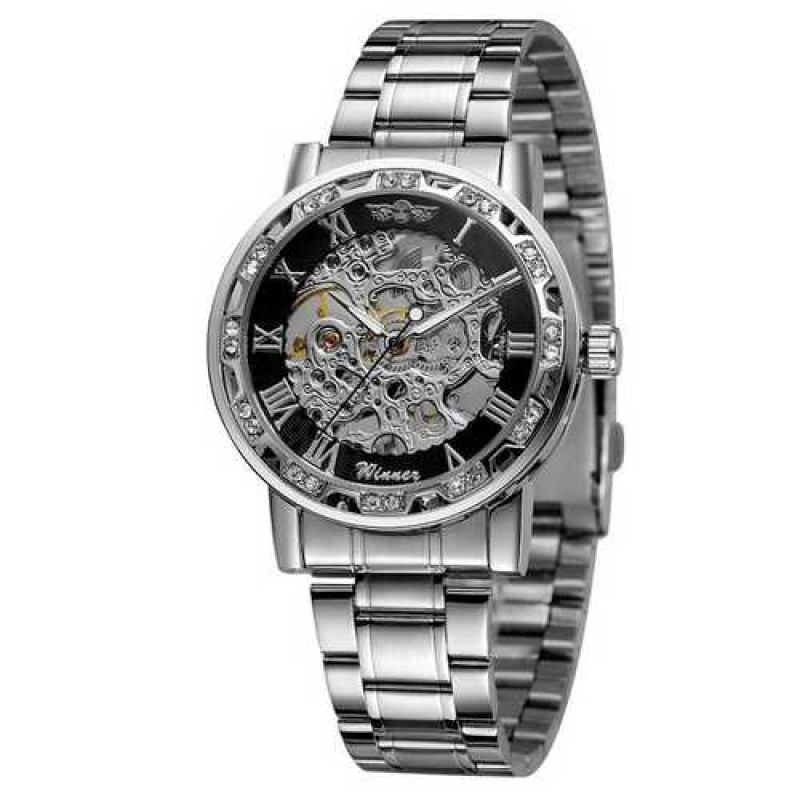 Watch Winner 8012 Diamonds Automatic Silver-Black