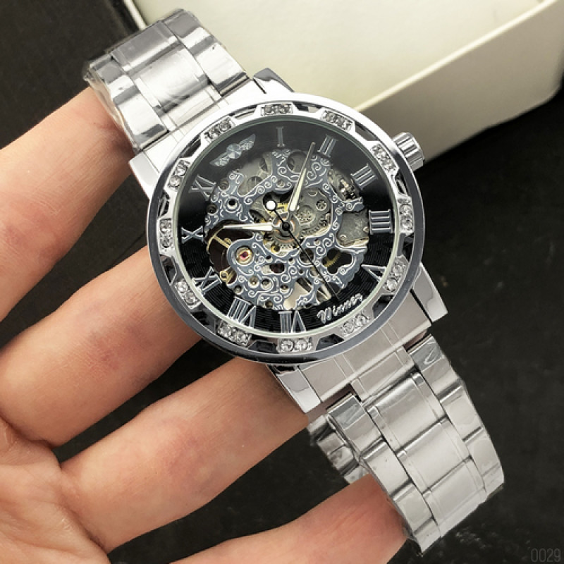 Watch Winner 8012 Diamonds Automatic Silver-Black