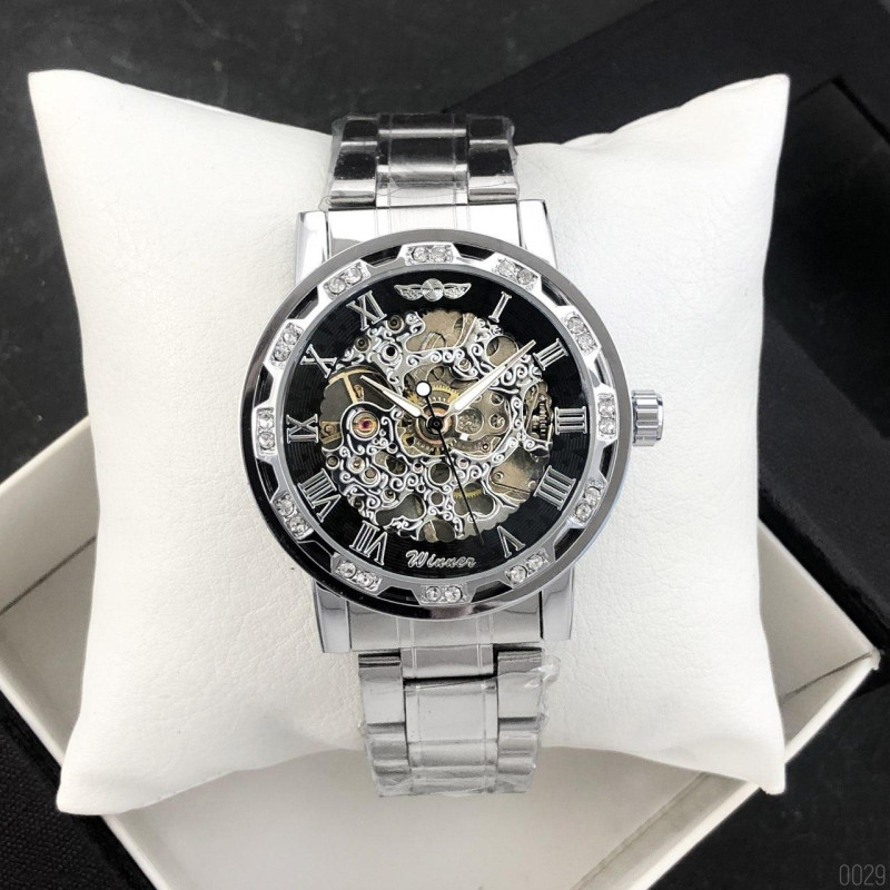 Watch Winner 8012 Diamonds Automatic Silver-Black
