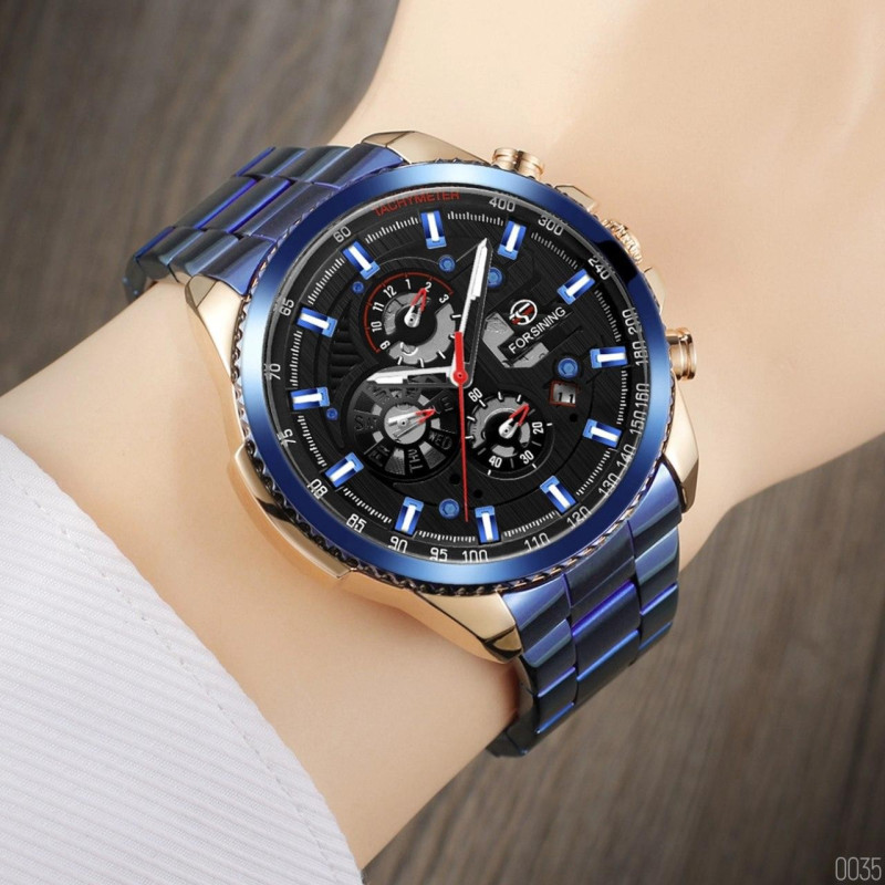 Watch Forsining 6909 Blue-Cuprum-Black