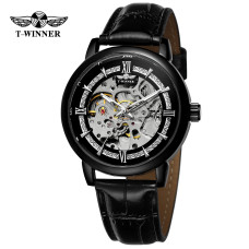 Часы  Forsining 8173 All Black-Silver Leather