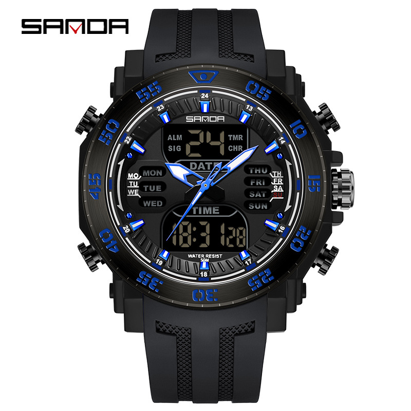 Watch Sanda 6029 Black-Blue