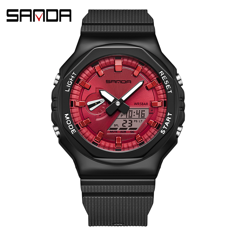 Watch Sanda 3167 Black-Red