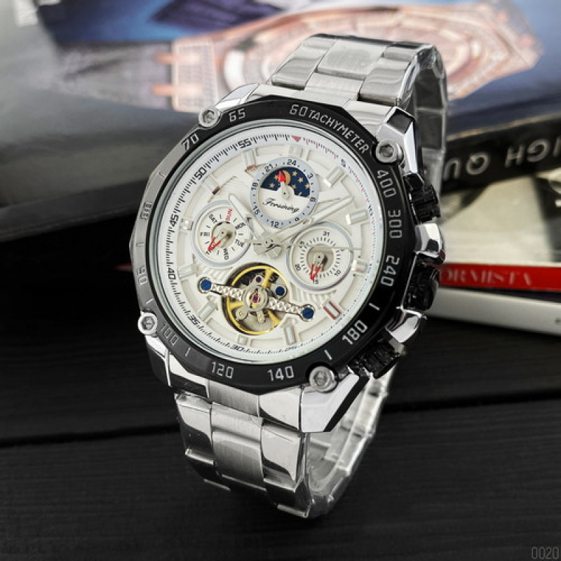 Watch Forsining 6913 Silver-White-Black