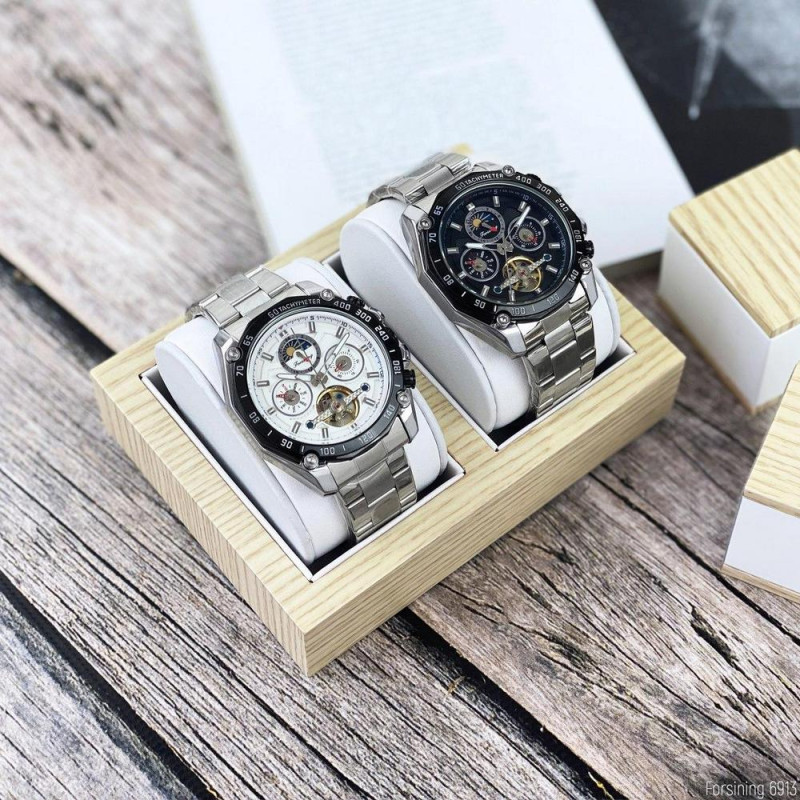 Watch Forsining 6913 Silver-White-Black